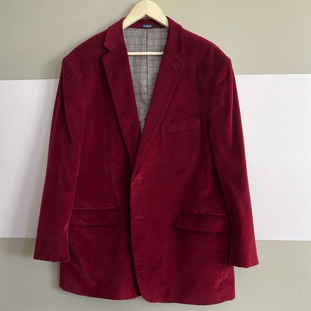 SADDLEBRED Corduroy Men's Blazer in Raspberry - Size